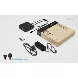 Stație de andocare i-tec USB-C DP Dual HDMI, alimentare 100W + încărcător universal i-tec 100W