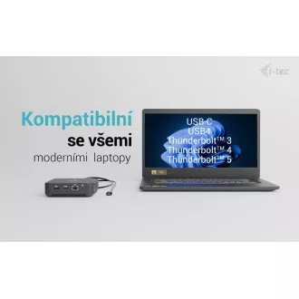 Stație de andocare i-tec USB-C DP Dual HDMI, alimentare 100W + încărcător universal i-tec 100W