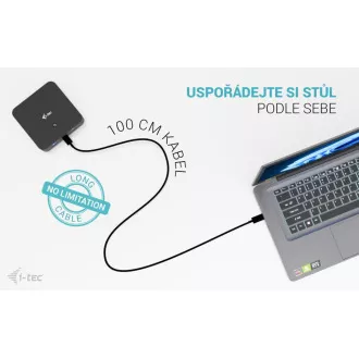 Stație de andocare i-tec USB-C DP Dual HDMI, alimentare 100W + încărcător universal i-tec 100W