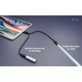 Splitter de cablu USB-C i-tec Audio/Date, alimentare 100W