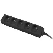 Cablu prelungitor 230V 3m 5 prize, negru