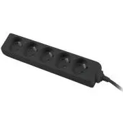 Cablu prelungitor 230V 3m 5 prize, negru