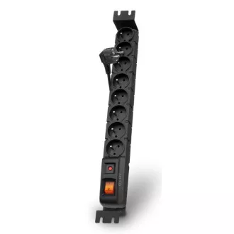 Acar S8 FA Rack 3m cablu, 8 prize, protecție la supratensiune, pentru rack, negru