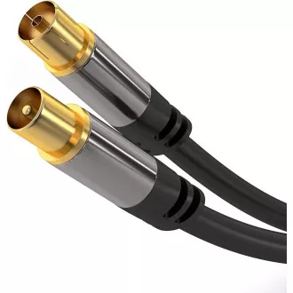PremiumCord Cablu patch antenă TV HQ M/F 75Ohm (135dB) 4x ecranat 1,5m