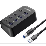 PremiumCord USB 3.2 Superspeed HUB 4 porturi cu comutatoare de porturi