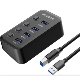 PremiumCord USB 3.2 Superspeed HUB 4 porturi cu comutatoare de porturi PremiumCord USB 3.2 Superspeed HUB 4 porturi cu comutatoare de porturi