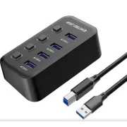 PremiumCord USB 3.2 Superspeed HUB 4 porturi cu comutatoare de porturi