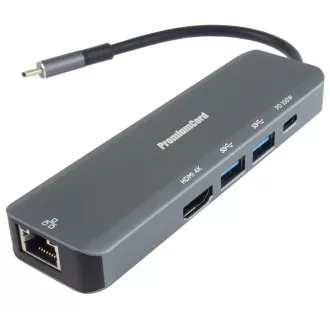 PremiumCord USB-C la HDMI, 2x USB3.2, PD 100W, RJ45