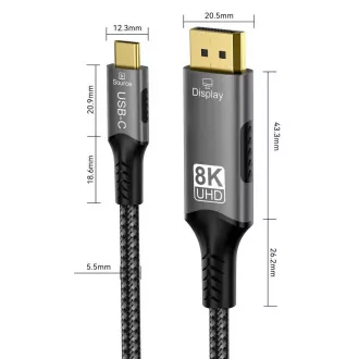 Cablu Premium USB-C la DP 1.4, 2 m
