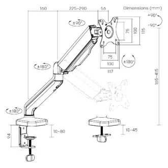 Brateck suport de monitor LDT46-C012E un braț arc mecanic Brateck
