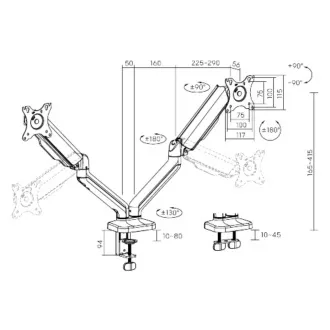 Brateck suport pentru monitor LDT46-C024E două brațe unul lângă altul cu arc mecanic