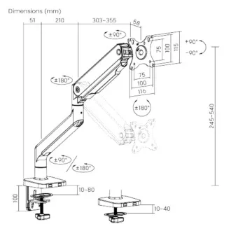 Brateck LDT60-C012 Single Arm Mechanical Spring Heavy Duty Monitor Holder