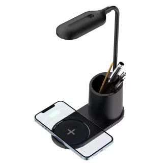Lampă de masă LED Platinet PDL1930B, 3W, reglabilă, încărcare wireless, neagră Lampă de masă LED Platinet PDL1930B, 3W, reglabilă, încărcare wireless, neagră