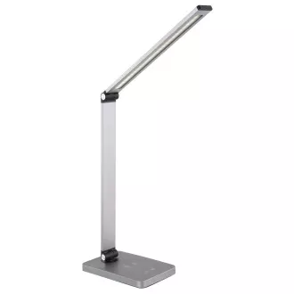 Lampă de masă LED Platinet PDL888S, 10W, reglabilă, încărcare wireless, port USB, argintie