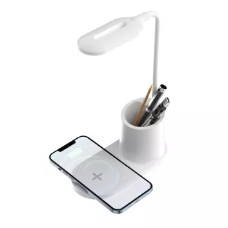 Lampă de masă LED Platinet PDL1930W, 3W, reglabilă, încărcare wireless, albă