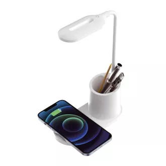 Lampă de masă LED Platinet PDL1930W, 3W, reglabilă, încărcare wireless, albă