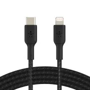 Cablu BELKIN împletit USB-C - Lightning, 1m, negru