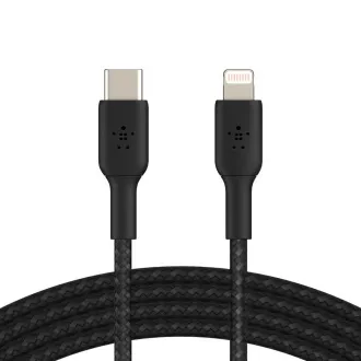 Cablu BELKIN împletit USB-C - Lightning, 1m, negru