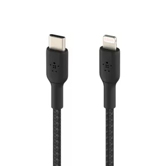 Cablu BELKIN împletit USB-C - Lightning, 1m, negru