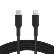 Cablu BELKIN împletit USB-C - Lightning, 1m, negru