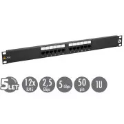 Panou de patch-uri Solarix 19" 12 x RJ45 CAT5E UTP 150 MHz negru 1U SX12-5E-UTP-BK