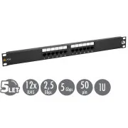Panou de patch-uri Solarix 19" 12 x RJ45 CAT5E UTP 150 MHz negru 1U SX12-5E-UTP-BK