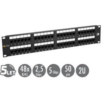 Panou de patch-uri Solarix 19" 48 x RJ45 CAT5E UTP 150 MHz negru 2U SX48-5E-UTP-BK Panou de patch-uri Solarix 19" 48 x RJ45 CAT5E UTP 150 MHz negru 2U SX48-5E-UTP-BK