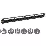 Panou de patch-uri Solarix 19" 24 x RJ45 CAT5E UTP 150 MHz negru 1U SX24-5E-UTP-BK