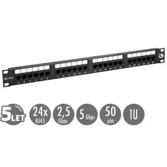 Panou de patch-uri Solarix 19" 24 x RJ45 CAT5E UTP 150 MHz negru 1U SX24-5E-UTP-BK Panou de patch-uri Solarix 19" 24 x RJ45 CAT5E UTP 150 MHz negru 1U SX24-5E-UTP-BK
