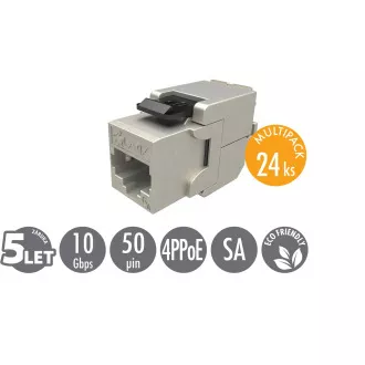 PACHET MULTI 24 buc - trapeză autotăiabilă Solarix CAT6A STP SXKJ-10G-STP-BK-SA Nivel de componente și 4PPoE