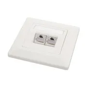 Priză Solarix CAT6 STP 2 x RJ45 montat încastrat alb