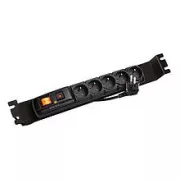 Panou de alimentare ACAR F5 FA 3m 5 poziții BK inclusiv suporturi pentru șine de 19" 1U, ACAR-F5-FA