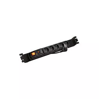 Panou de alimentare ACAR F5 FA 3m 5 poziții BK inclusiv suporturi pentru șine de 19" 1U, ACAR-F5-FA