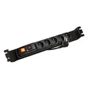 Panou de alimentare ACAR F5 FA 3m 5 poziții BK inclusiv suporturi pentru șine de 19" 1U, ACAR-F5-FA