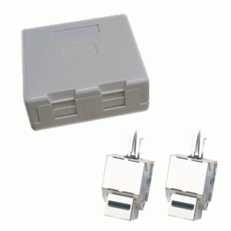 Priză dublă CAT5E STP 2xRJ45 pentru plăci de gips-carton antipraf.