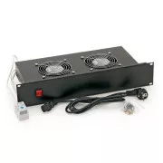 Unitate ventilator orizontală 19" 2xventilatoare - termostat 220V/46W 2U negru