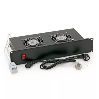 Unitate ventilator orizontală 19" 2xventilatoare - termostat 220V/46W 2U negru