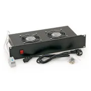 Unitate ventilator orizontală 19" 2xventilatoare - termostat 220V/46W 2U negru