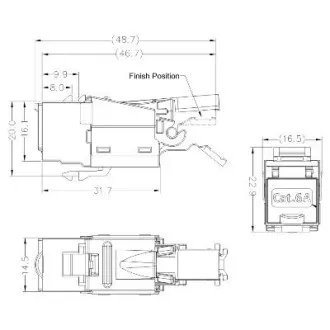 DATACOM STP STP Keystone 10G RJ45 CAT6A Silver DATACOM STP STP Keystone 10G RJ45 CAT6A Silver