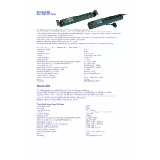 Sursă de alimentare 19". Acar 504WF 5x220V-3m neagră + protecție întrerupător.