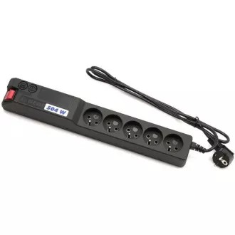 Sursă de alimentare 19". Acar 504WF 5x220V-3m neagră + protecție întrerupător.
