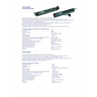 Sursă de alimentare 19". Acar 504WF 5x220V-3m neagră + protecție întrerupător.