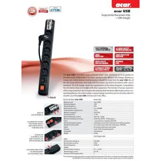 Cablu USB Acar 3m 6 prize 2xAdaptor USB negru Cablu USB Acar 3m 6 prize 2xAdaptor USB negru