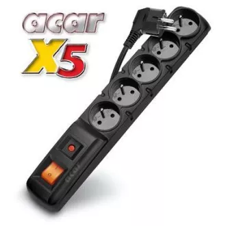 Panou de distributie ACAR X5/5m 5x230V negru + protectie intrerupator. Panou de distributie ACAR X5/5m 5x230V negru + protectie intrerupator.