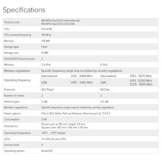 Mikrotik RBcAPGI-5acD2nD, 2,4/5GHz 802.11b/g/n/ac AP/HotSpot cap ac