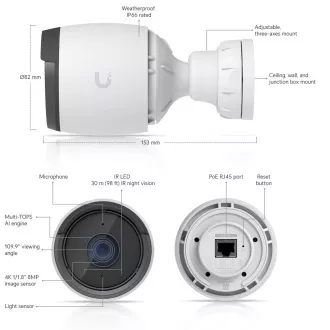 Ubiquiti UVC-G6-Bullet-W - UniFi Protect G6 Bullet, alb