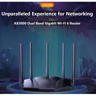 Tenda TX12 Pro AX3000 WiFi6 Router, 1x GWAN, 3x GLAN, IPv6, 5x 6dBi, WPA3, Mesh, aplicație CZ
