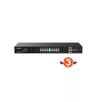 Tenda TEG1120P-16-150W PoE+ Switch Gigabit 16x 1Gb/s PoE+ 802.3af/at + 2x SFP + 2x RJ45, 135W, Rack