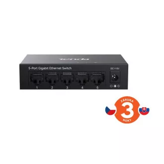 Tenda TEG1005M - comutator metalic 5x 10/100/1000 Mbps, fără ventilator - fără ventilatoare, protecție 6 kV
