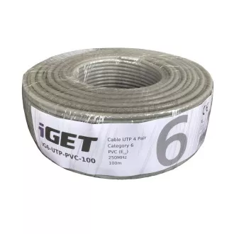 Cablu de instalație iGET CAT6 UTP PVC Eca 100m/cutie, cablu cu fir, cu clasa de reacție la foc Eca